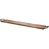 Godinger Wood Serving Tray, Charcuterie Platter Cheese Board with Metal Handles - 40 inch