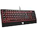 VicTsing Gaming Keyboard Wired, Red LED Backlit Mechanical Keyboard with Red Switch, 100% Anti-ghosting, Waterproof, Quiet Computer Keyboard with Detachable Ergonomic Wrist for Mac, PC Gamer