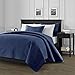 Chezmoi Collection Austin 3-Piece Oversized Bedspread Coverlet Set (King, Navy)