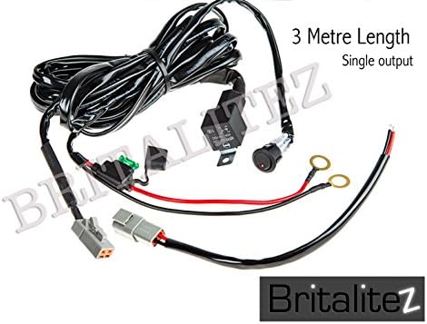 Fog Light Wiring Loom Harness, Deluxe High Quality, Britalitez Loom LED LIGHT BAR SPOT LIGHT (3 Metre Single Harness)