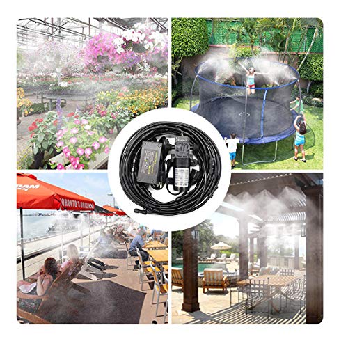 Bulpure Misting Cooling System, 60.4FT Mist Kits + 12V DC 60W 5L / min
