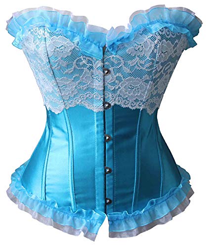 r-dessous Damen Vollbrust Corsage Korsett Bustier Mieder Korsage Petrol Gothic Top Dessous Übergrößen grün – Bild 4