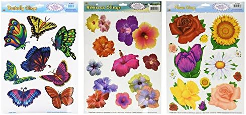 Butterflies and Flowers Window Clings, Bundle of 3 Sheets