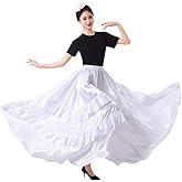 SANCAN Double Ruffle Long Full Maxi Skirt for Women Folklorico Practice Mexican Flamenco Classical Dance Performance Costume