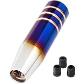 Aluminum Weighted Shift knobs, Universal Burnt Blue Long Shift knobs Automatic Manual Vehicles Lever Cover Head Shift Knobs 5 Inch with 3 Threaded Adapters M8 M10 M12 x 1.25 HTRACING (Silver)