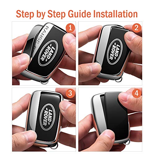 Intermerge for Range Rover Key Fob Cover,Key Fob Case for Land Rover Evoque Velar Sport Discovery LR4 Sport and Jaguar XF XJ XE F-PACE F-TYPE 5-Buttons,Premium Soft TPU Protective range rover Key Case - Thumbnail 6