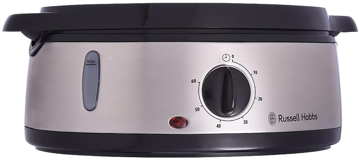 Russell Hobbs Dampfgarer [normale Größe] 9,0l (60 Minuten Timer + Abschaltautomatik, 3 spülmaschinengeeignete Dampfgarbehälter + Reisschale/Reiskocher + 6 Eierhalter/Eierkocher, BPA-frei) 19270-56 5