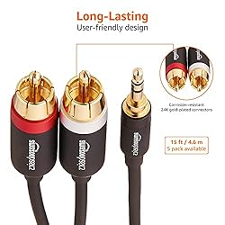 Amazon Basics 3.5mm to 2-Male RCA Adapter Cable