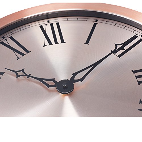 14" Bernhard Metal Elegant Wall Clock Rose Gold w/Roman Numerals Home