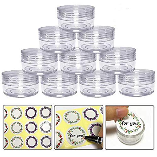 10gram/10ml Round Clear Empty Container Jars with Clear Screw Lids Bulk for Lip Balms, Makeup Samples - BPA Free (40 Pack, Clear)