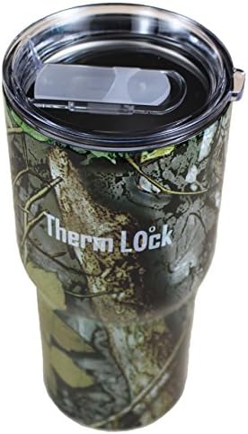 Therm Lock 30-Ounce Stainless Steel Double Wall Vacuum Insulation Tumbler with Lid, Camo
