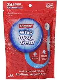 Colgate Max Fresh Wisp Disposable Travel Toothbrush, Peppermint - 24 Count