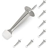 HOMOTEK 8 Pack Heavy Duty Solid Rigid Door Stop with Soft Rubber Tip, Zinc Die Cast Door Stopper Protect Wall &amp; Door, Satin Nickel