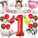 KREATWOW Farm Animal 1st Birthday Party Supplies Decorations Animal Mylar Balloons One Banner for Barnyard First Birthday Decor