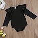 Infant Baby Girls Long Sleeve Bodysuit Romper Ruffle Fly Sleeve Triangle Cotton Jumpsuit (70(3-6M), Solid black)