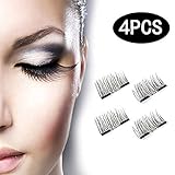 New Dual Magnetic False Eyelashes - HOBO (4 Pieces) Ultra Thin 3D Fiber Reusable Best Fake Lashes Extension for Natural, Perfect for Deep Set Eyes & Round Eyes