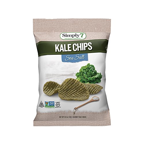 Simply7 Gluten Free Kale Chips, Sea Salt, 0.8 Ounce (Pack of 24), Packaging May Vary