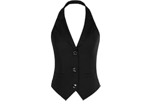 Belle Poque Women's Halter Vest Tops for Women Vintage Dressy Racerback Suit Vests Tuxedo Waistcoat