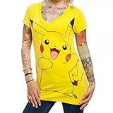 Bioworld Pokemon Pikachu Juniors Yellow V-Neck T-Shirt-medium