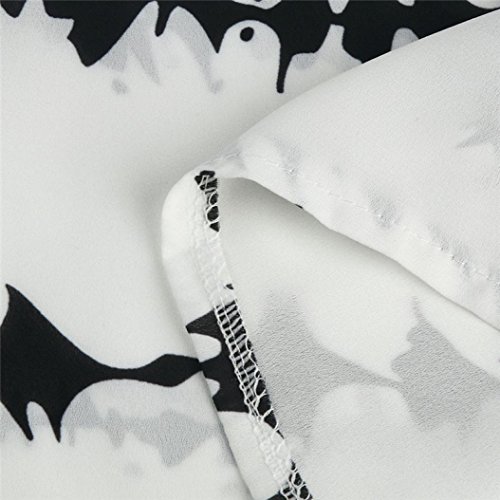 Vovotrade Women's Fashion Loose Long Sleeve Printed Tops Chiffon Casual V-Neck Blouse T Shirts (S, White)