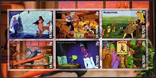 Amazon 2ディズニー映画 長編アニメの切手 ポカホンタス ピノキオ 眠れる森の美女 プリンセスと魔法のキス ロビンフッド レミーのおいしいレストラン 通販