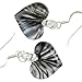 925 Sterling Silver Hand Blown Venetian Murano Glass Black Curve Line Heart Shaped Earrings