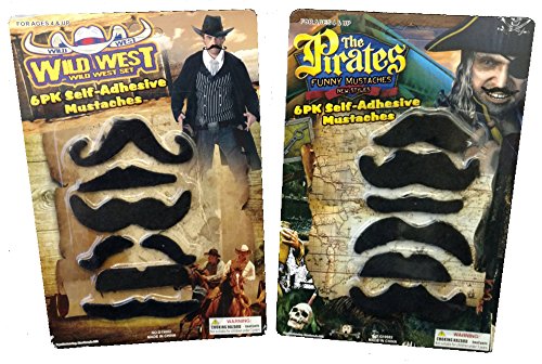 Funny Self Adhesive Mustaches 12 Pack Assorted