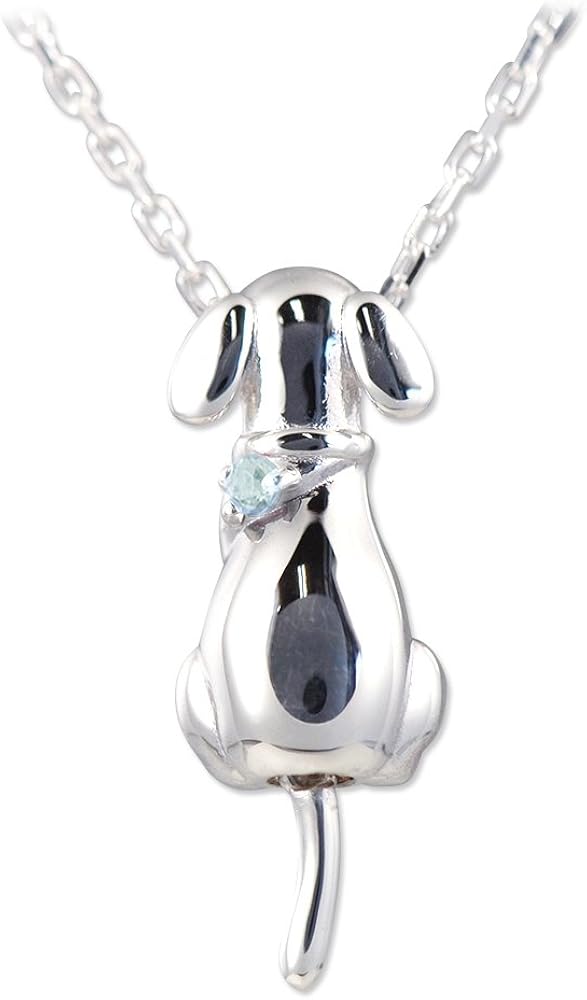 Amazon 選べる 誕生石 12種類 犬 イヌ モチーフ シルバー レディース ペンダント ネックレス 3月 アクアマリン ネックレス 通販