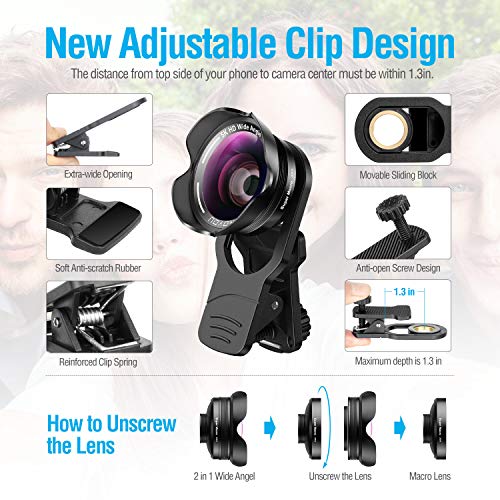 image for Proyou Phone Camera Lens Kit 2 in 1 Pro Camera Lens Kit 15X Macro 5K H
