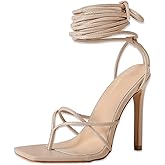 PiePieBuy Women's Lace Up Heeled Sandals Square Flip Flop High Heels Strappy Party Shoes