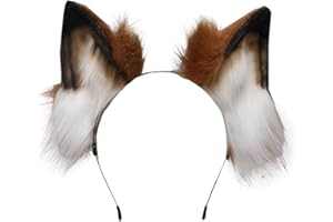 VIGVAN Handmade Wolf Fox Ears Animal Cosplay Cute Head Accessories for Halloween (Brown)