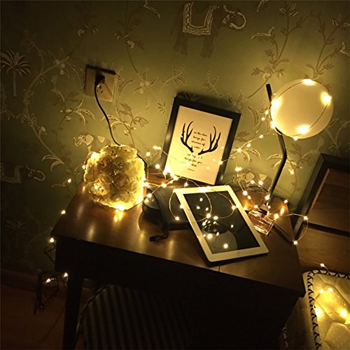 KEFU led drahtlichterkette batterie,10m 100led warmweiß lichterkette außen/innen mit deko weihnachtsbaum,balkon,zimmer,fenster,garten