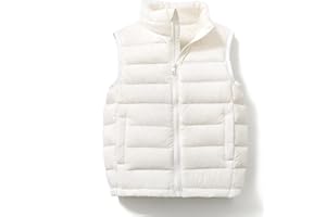 UEAUY Boys Girls Lightweight Down Vest, Winter Warm Zip Up Sleeveless Vest, Water-Resistant Packable Puffer Jacket