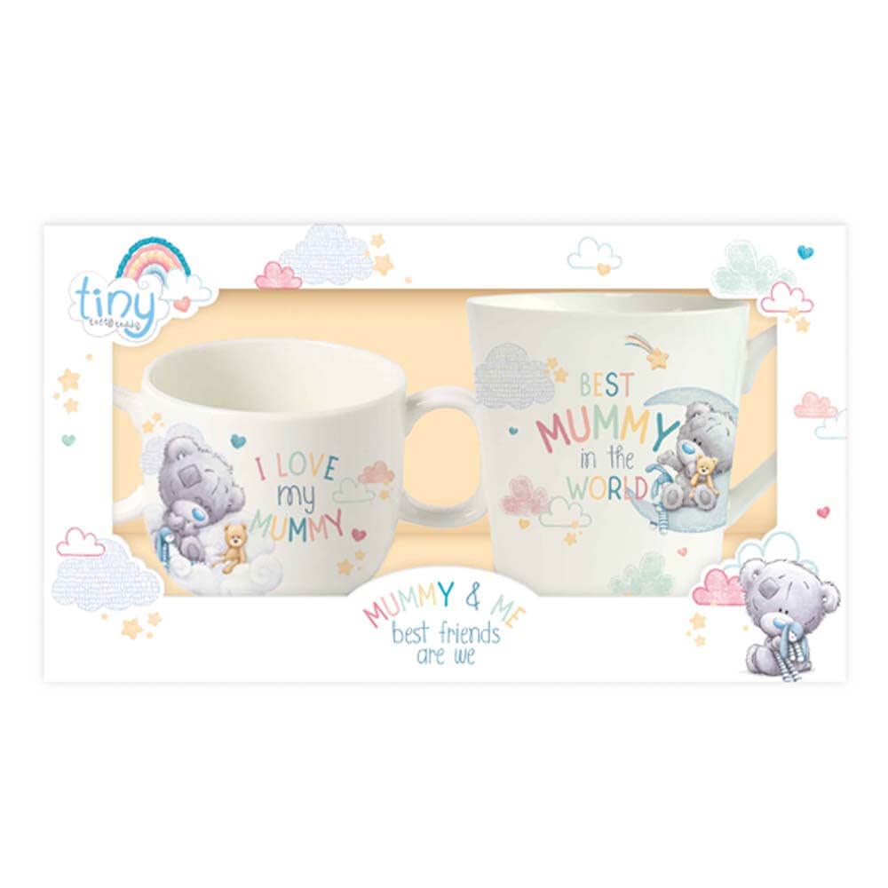 Ceramic Tiny Tatty Teddy Mummy and Baby Best Friends are We Mug Set, White