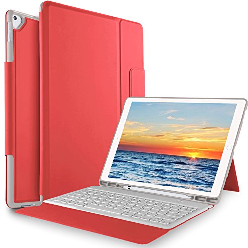 KuGi Keyboard case for ipad pro 12.9 - Ultra Lightweight One-Piece Wireless Keyboard Stand Case for Apple ipad pro 12.9 (2018 Release) - Red