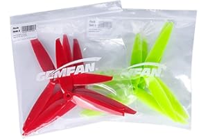 INTGAMX 8pcs 3-Blade Props high-Speed Propellers, 7inch 180mm CW CCW for Racing Frame FPV Drone 2206-1500kv Motors,GEMFAN 7040（Yellow and Red）