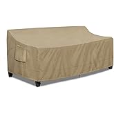 PureFit Outdoor Couch Cover Waterproof Patio Sofa Furniture Covers, 3-Seater Outdoor Cover with Air Vent and Handles, 78W x 35D x 35H Inches, Camel