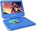 KOCASO 9 INCH Kids Portable Foldable CD/DVD Player W/Matching Headphones. 2 Free Game Controllers, Rechargeable Battery, Swivel Screen, SD Card Slot, USB Port, AV Jack Personal DVD Player [Blue]