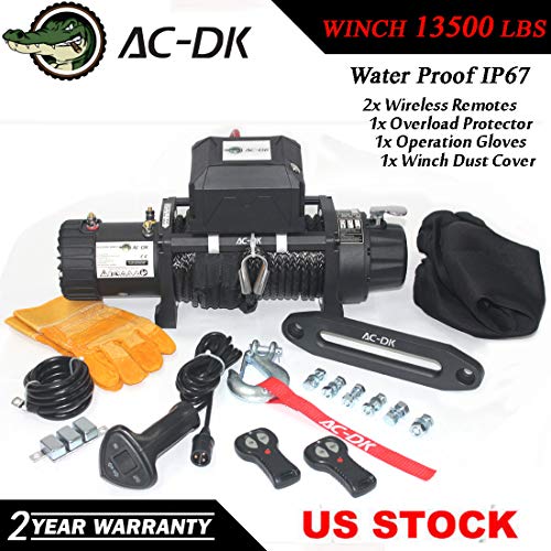 ACDK 13500 lb Load Capacity Electric Winch,12V Synthetic Rope Electric