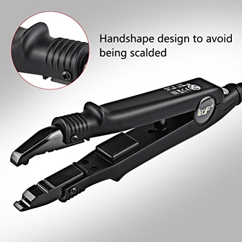 Professional Hair Extension Tool Fusion Hair Connector Heat Iron Wand Melting Tools, with Adjustable Temperature Setting (210℉ - 390℉), Dual Voltage, Black, BLUETOP