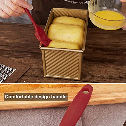 Premium BPA Free Silicone Basting Pastry Brush Set Food Grade Heat Resistant Nonstick Silicone Brush for Baking,Cooking & Grilling - Strong Stainless Steel Core Design (Red) - Thumbnail 5