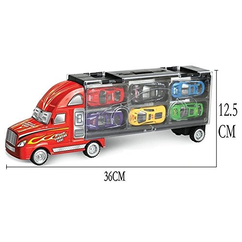 SINACO spielzeugautos Aufbewahrungs LKW mit 12 Metall Autos Handheld Geschenkset für Kinder ab 3 Jahren – Bild 2