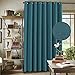 H.VERSAILTEX Room Darkening Linen Curtain for Bedroom/Living Room Extra Wide Blackout Curtains 100 x 84 Inches for Patio Glass Door, Primitive Textured Thick Linen Burlap Look Fabric, Aegean Blue