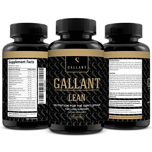 GALLANT LEAN - Thermogenic Caffeine Free Fat Burner - Low Calorie Weight Loss Supplement For Men - Helps To Suppress Appetite & Provide An Energy Surge For Workouts - With Turmeric Root & CLA GALLANT LEAN - Thermogenic Caffeine Free Fat Burner - Low Calorie Weight Loss Supplement For Men - Helps To Suppress Appetite & Provide An Energy Surge For Workouts - With Turmeric Root & CLA