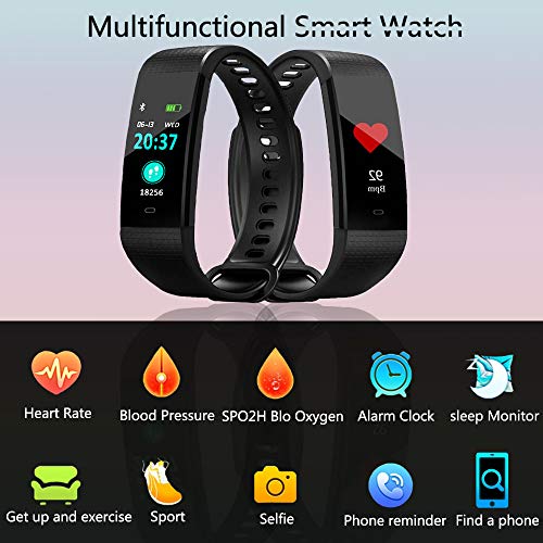 YZJ Blood Pressure Monitor Watch,Color Screen Fitness Tracker with Heart Rate Blood Oxygen Monitor,Smart Wristband with Calorie Counter Watch Pedometer Sleep Monitor