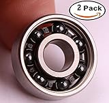 Mini Skater Hybrid Ceramic Premium Bearings,Not include Double Shield,Use for Tri-Spinner Fidget Toy and Premium Quality EDC Focus Toy and More.(2 Pcs,Black Ball)