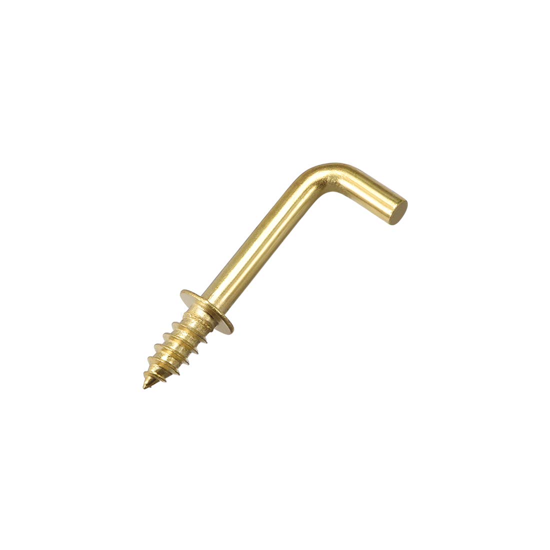sourcing map 0.8" Screw Eye Hooks Self Tapping Screws Screw-in Hanger Hooks with Plate Golden 50pcs