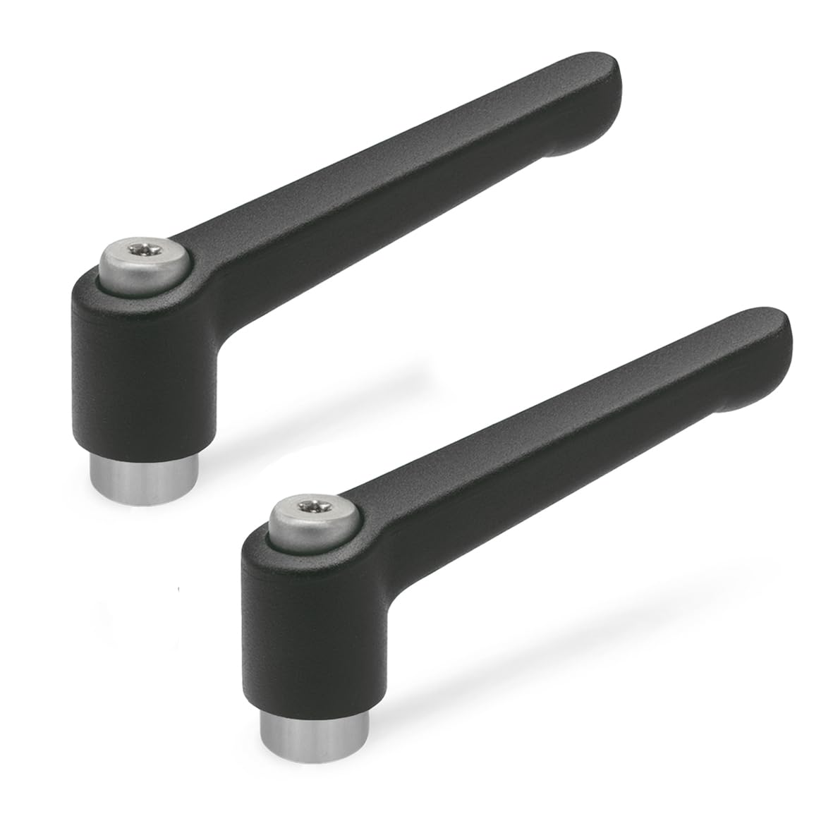 Ganter Standard Elements Adjustable Clamping Lever with Stainless Steel Insert Nut – GN 300.1 | Port and Mount Screw In Stainless Steel | Die-Cast Zinc Handle Black Plastic Coating, black, GN 300.1-45-M6-SW