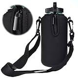 KLOUD City Neoprene Water Bottle Sleeve Insulator Cooler with Adjustable Shoulder Strap for 32 Oz.Wide Mouth Sport Water Bottle (Black)
