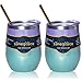 Zonegrace 2 Pack 12oz Insulated Wine Tumbler with Lid Glitter Peacock Violet Ombre, Double Wall Stainless Steel Stemless Insulated Wine Glass, Coffee Mug, for Champaign, Cocktail, Beer, Office